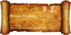 Mónus Elemér névjegykártya